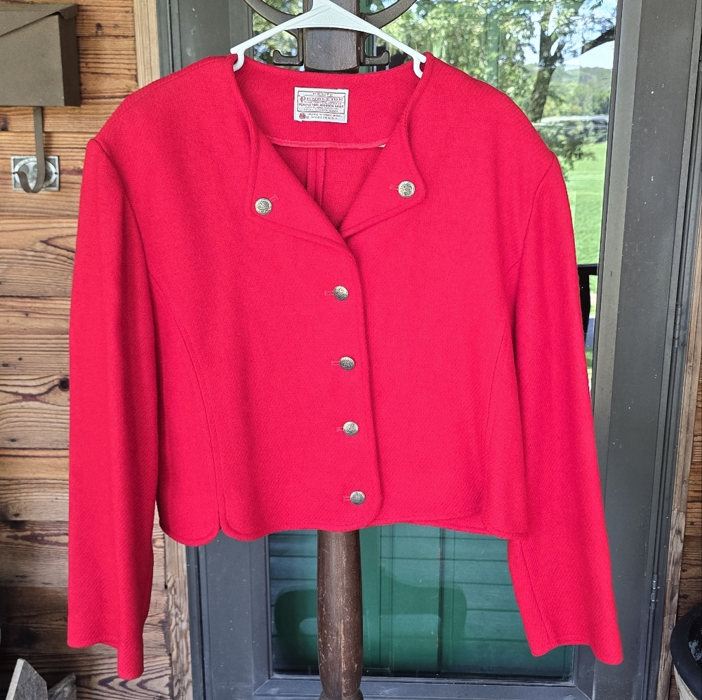 Vintage Pendleton Petite Womens Red Virgin Wool Red Button Up Jacket Size 16